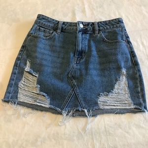 PACSUN Distressed Denim Mini Skirt